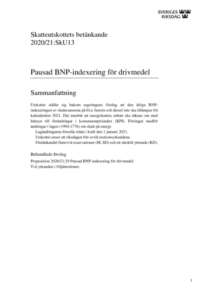 Omslaget till bet. 2020/21:SkU13