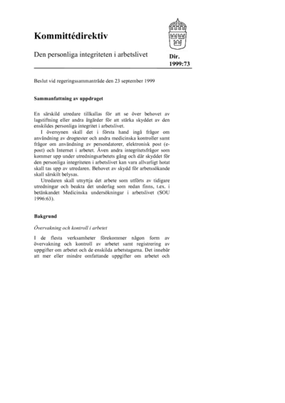 Omslaget till dir. 1999:73