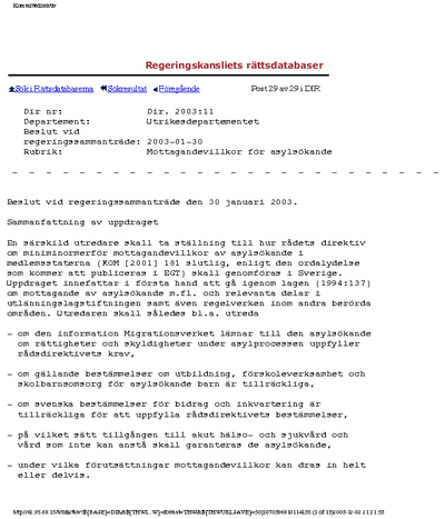 Omslaget till dir. 2003:11