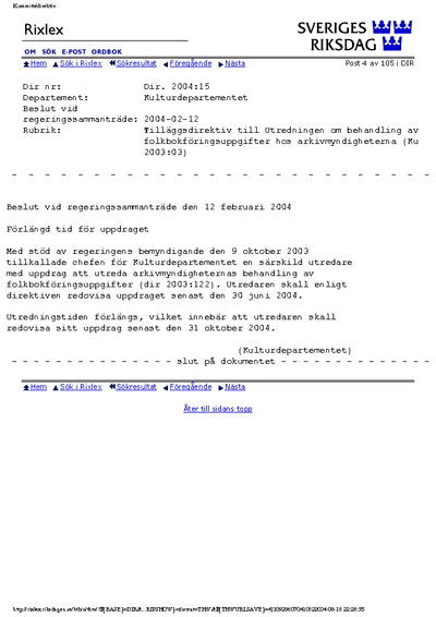 Omslaget till dir. 2004:15
