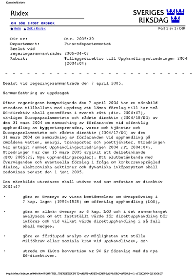 Omslaget till dir. 2005:39