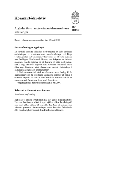 Omslaget till dir. 2006:71