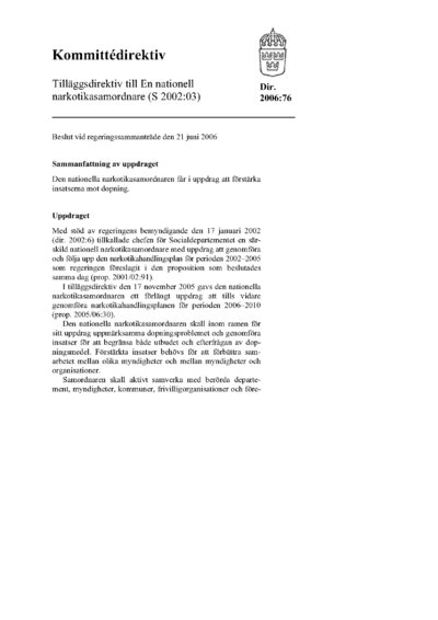 Omslaget till dir. 2006:76