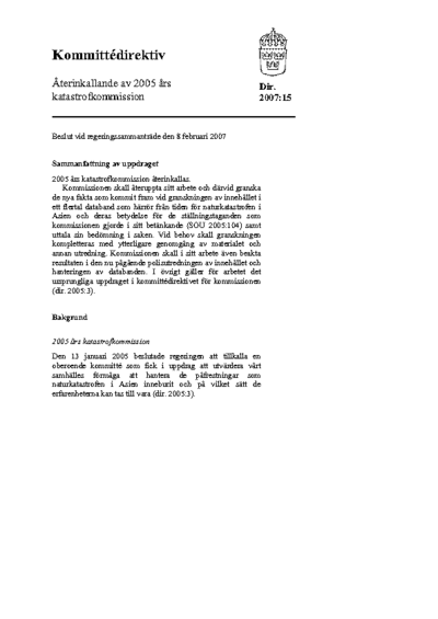 Omslaget till dir. 2007:15