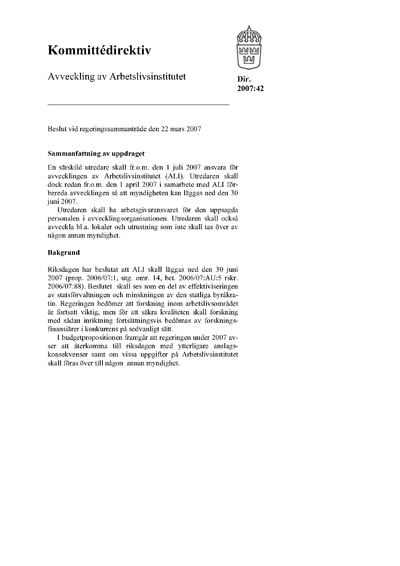 Omslaget till dir. 2007:42