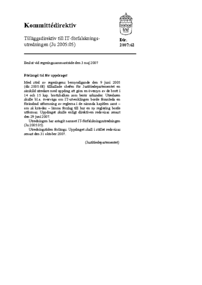 Omslaget till dir. 2007:62