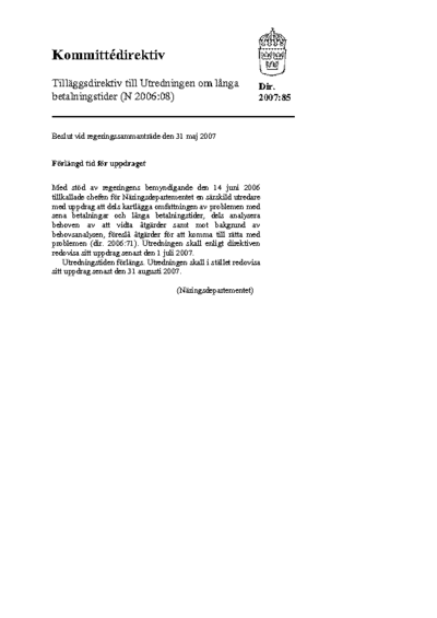 Omslaget till dir. 2007:85