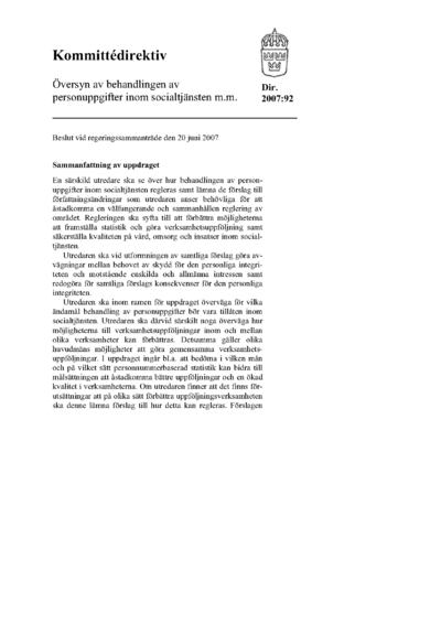 Omslaget till dir. 2007:92