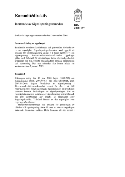 Omslaget till dir. 2008:137