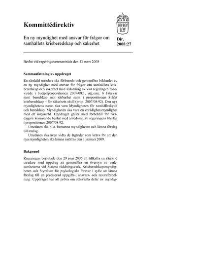 Omslaget till dir. 2008:27