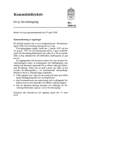 Omslaget till dir. 2008:36