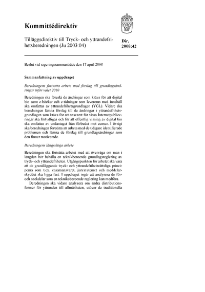 Omslaget till dir. 2008:42