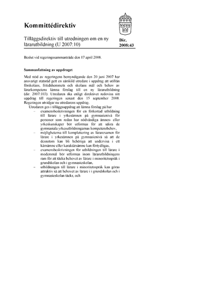 Omslaget till dir. 2008:43