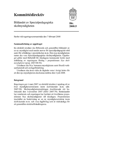 Omslaget till dir. 2008:5