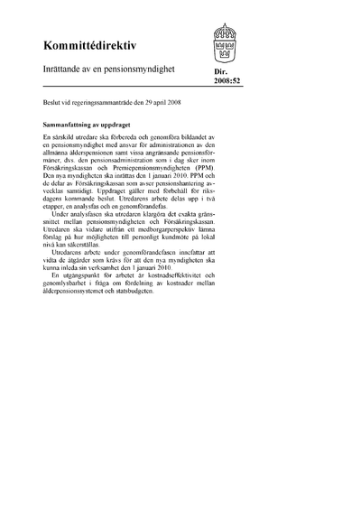 Omslaget till dir. 2008:52