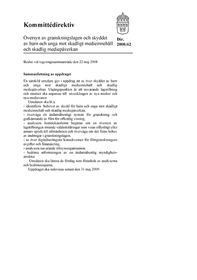 Omslaget till dir. 2008:62