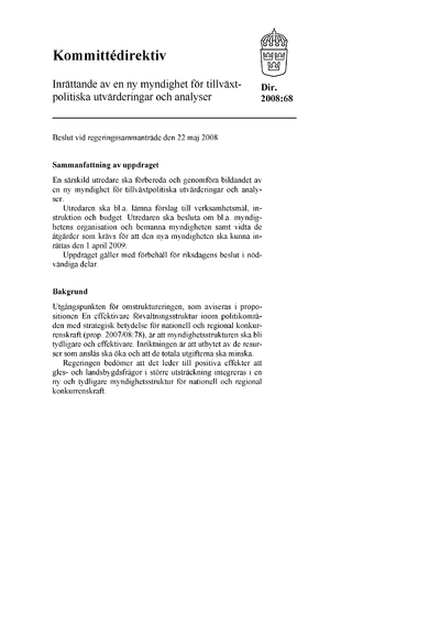 Omslaget till dir. 2008:68