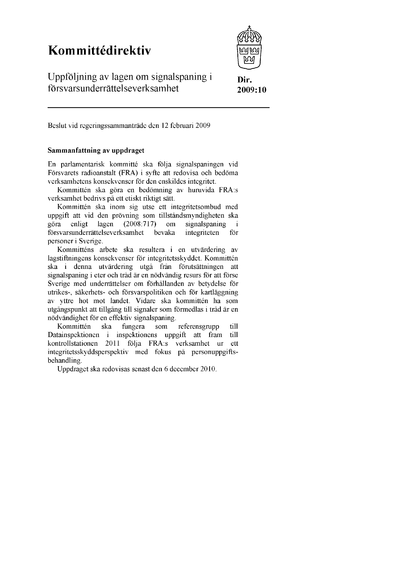 Omslaget till dir. 2009:10
