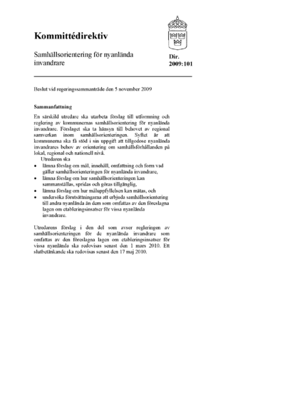 Omslaget till dir. 2009:101