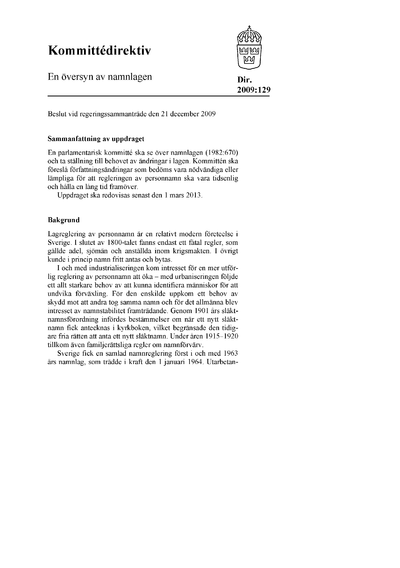 Omslaget till dir. 2009:129