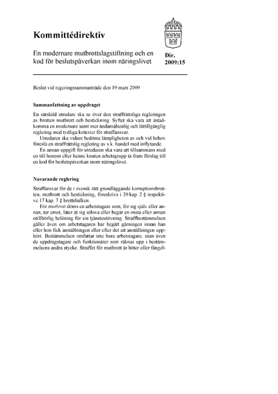 Omslaget till dir. 2009:15