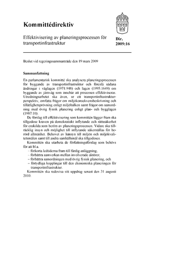 Omslaget till dir. 2009:16