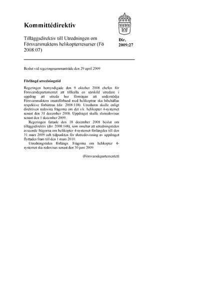 Omslaget till dir. 2009:27