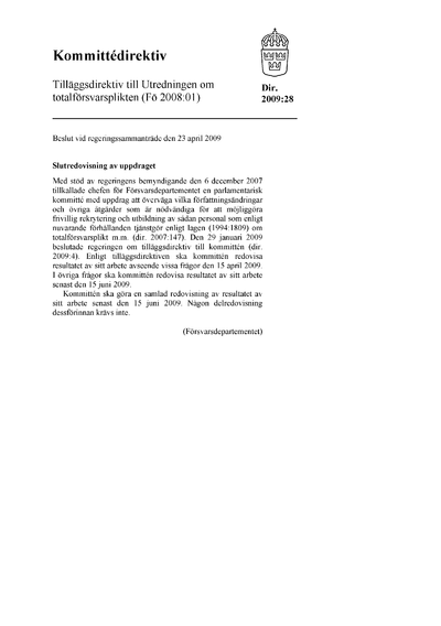 Omslaget till dir. 2009:28