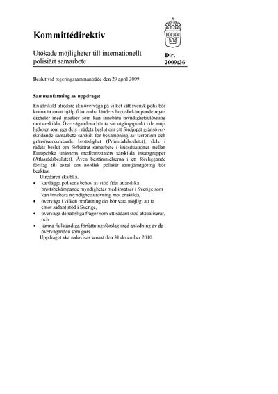 Omslaget till dir. 2009:36