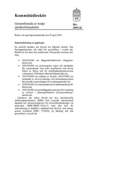 Omslaget till dir. 2009:42