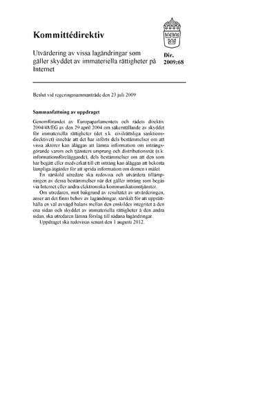 Omslaget till dir. 2009:68