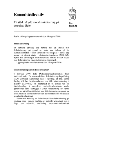 Omslaget till dir. 2009:72
