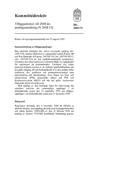 Omslaget till dir. 2009:73