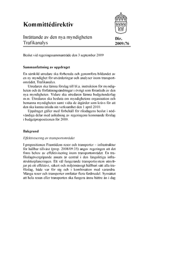 Omslaget till dir. 2009:76