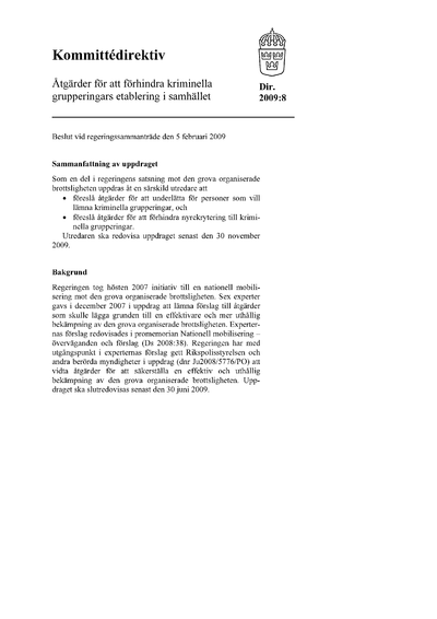 Omslaget till dir. 2009:8