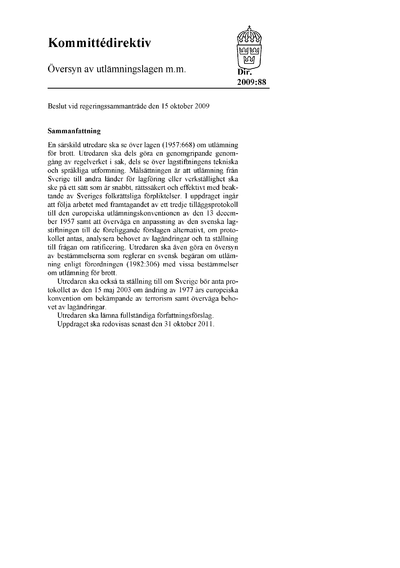 Omslaget till dir. 2009:88