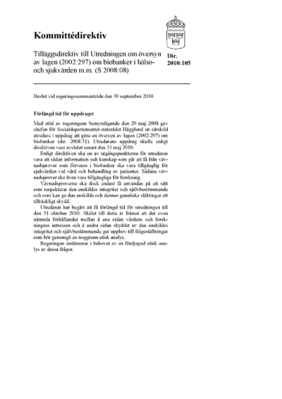 Omslaget till dir. 2010:105