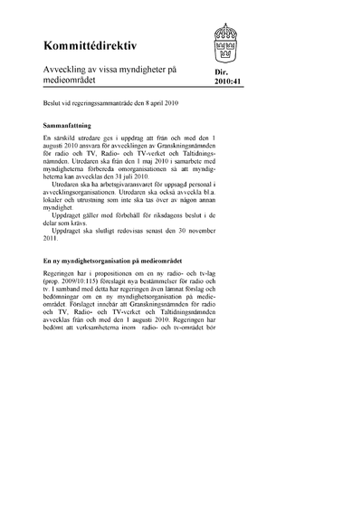 Omslaget till dir. 2010:41