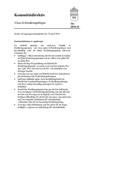 Omslaget till dir. 2010:43