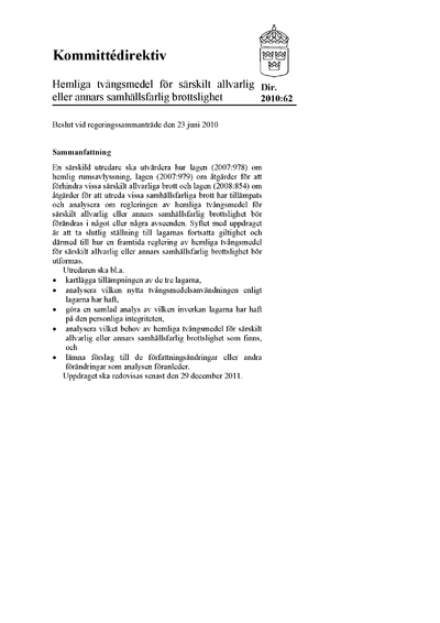 Omslaget till dir. 2010:62