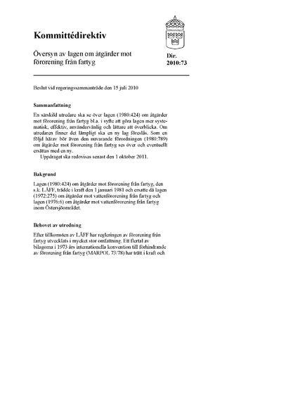 Omslaget till dir. 2010:73