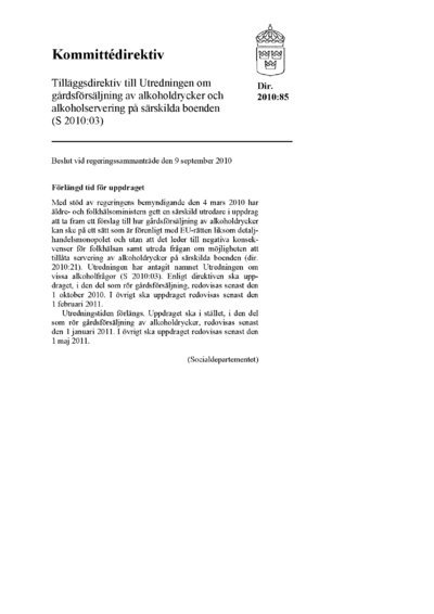 Omslaget till dir. 2010:85