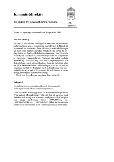 Omslaget till dir. 2010:87