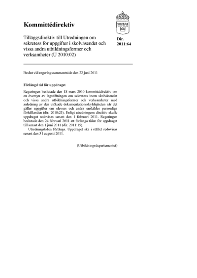 Omslaget till dir. 2011:64