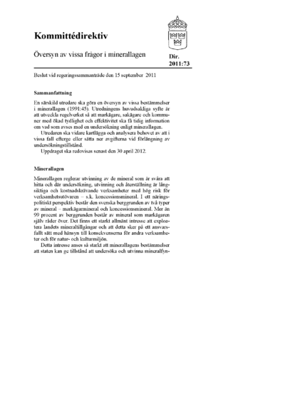 Omslaget till dir. 2011:73