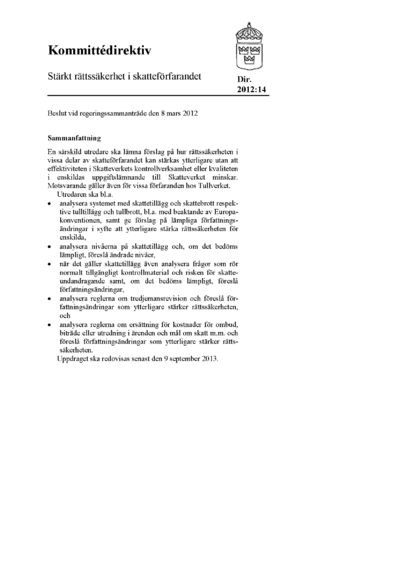 Omslaget till dir. 2012:14