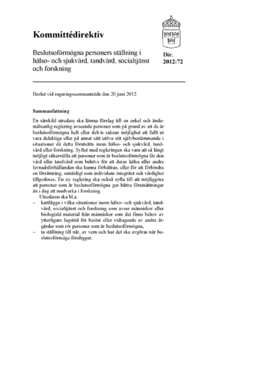 Omslaget till dir. 2012:72
