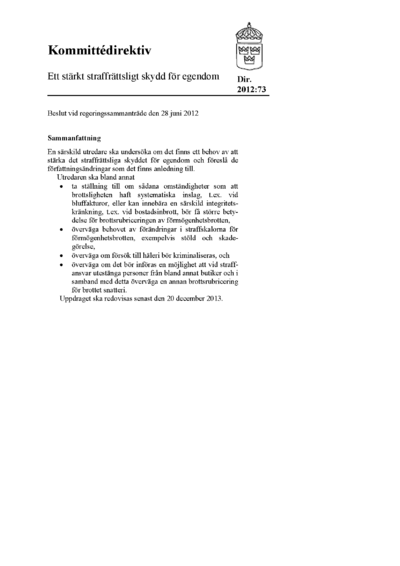 Omslaget till dir. 2012:73