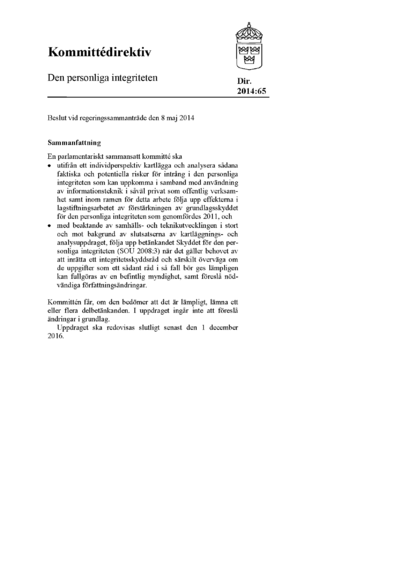 Omslaget till dir. 2014:65