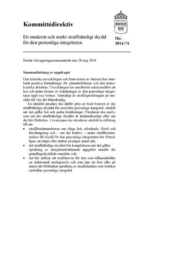 Omslaget till dir. 2014:74